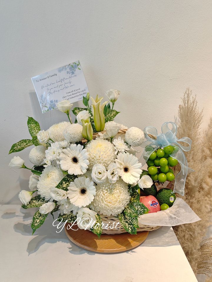 Condolence Fruit Flower Basket 01