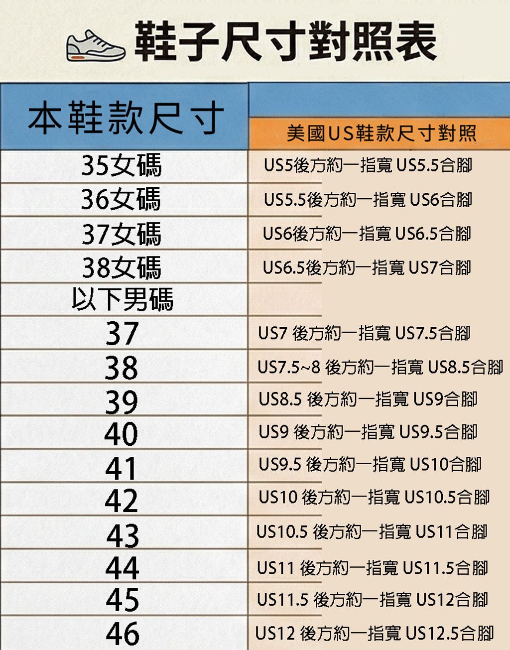 35-46 鞋碼