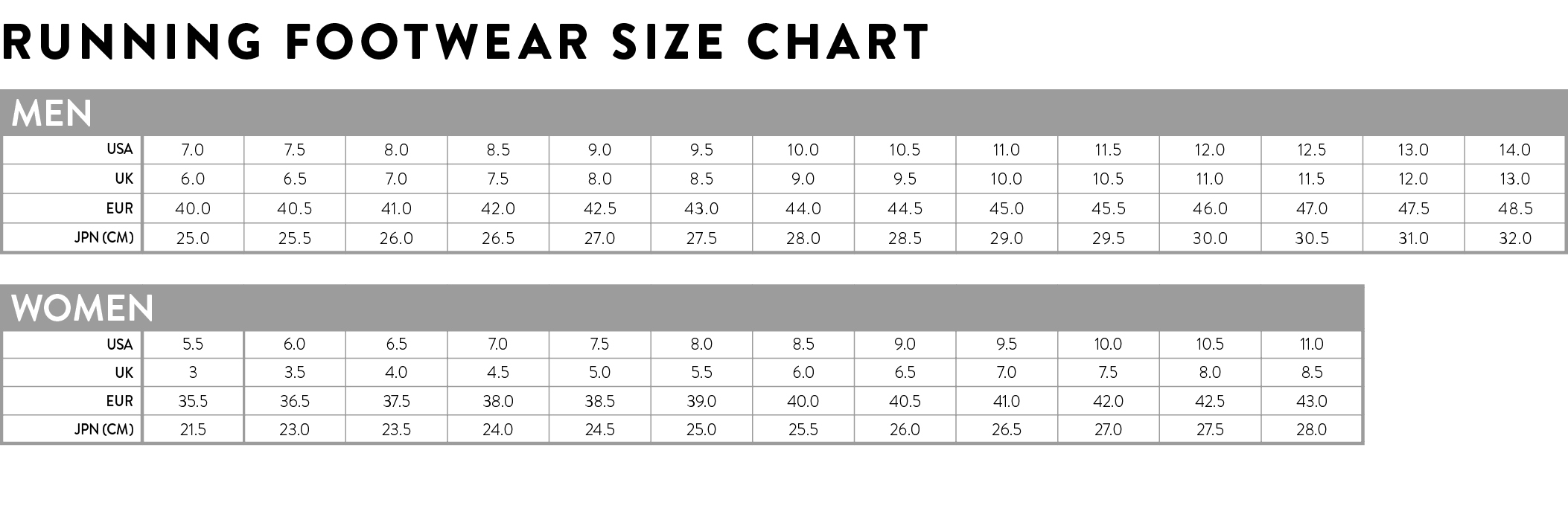 SCOTT Kinabalu Size Guide