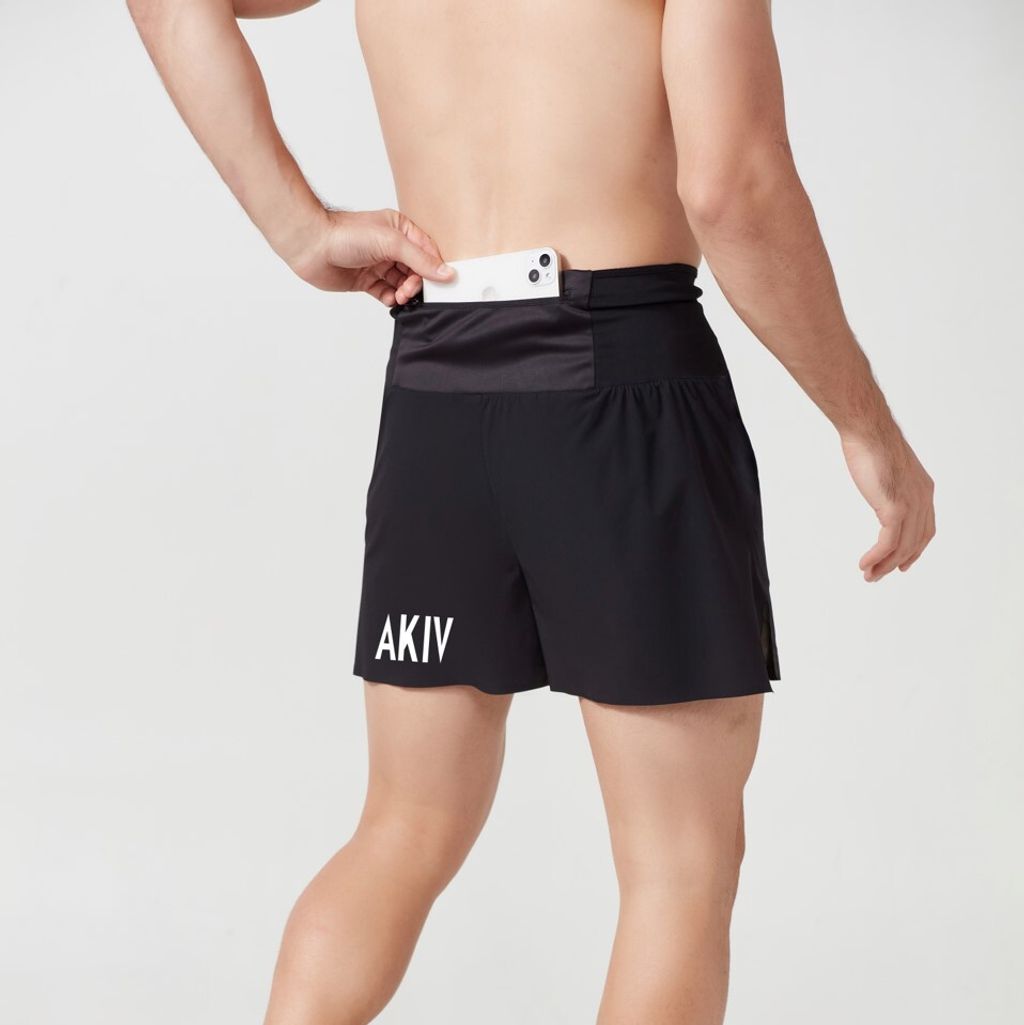 in BLACK) AKIV Man's 2-in-1 Multi-Pocket Running Shorts (Inner