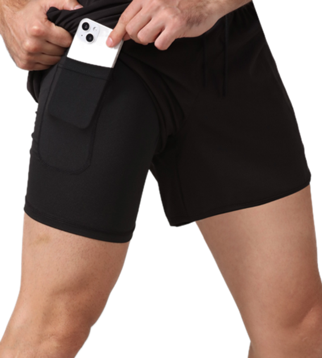 in BLACK) AKIV Man's 2-in-1 Multi-Pocket Running Shorts (Inner Tights  Version) – Sportlicious Malaysia