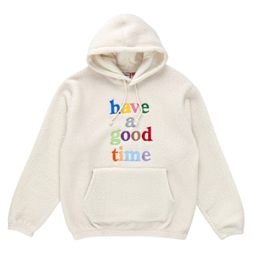 [have a good time] Colorful Logo Fleece Pullover Hoodie-Cream 彩色大LOGO抓絨長袖連帽T