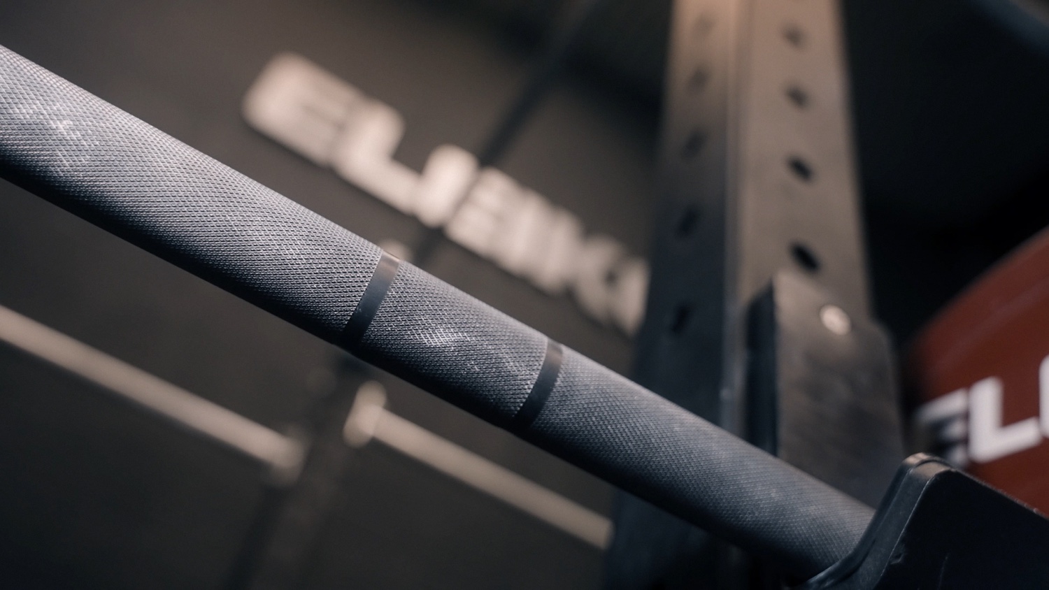 Close-up of an Eleiko bar on a rack