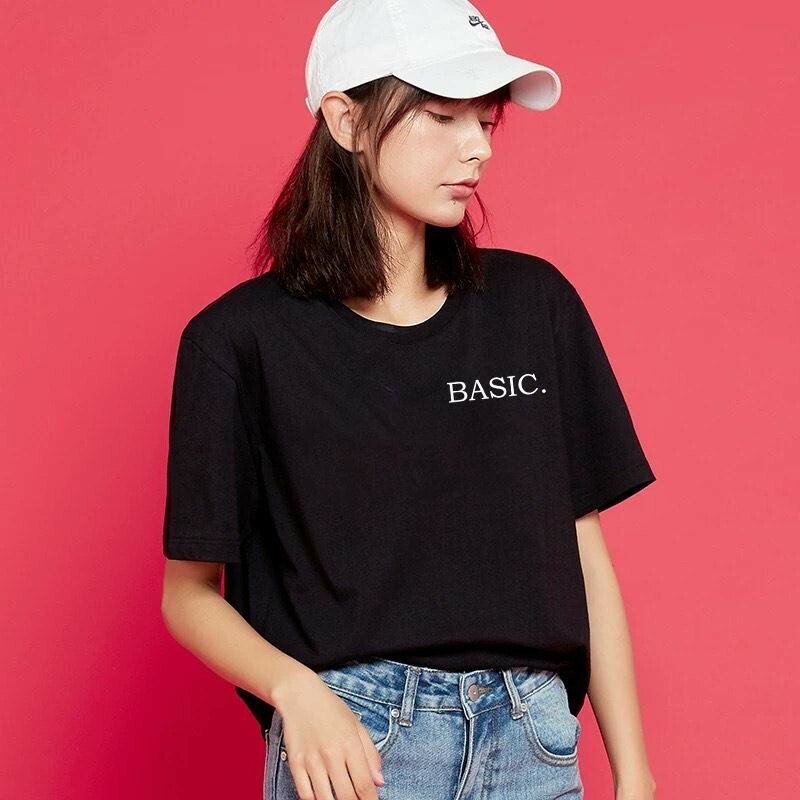 BASIC LOGO/ WORDS UNISEX Printed Graphic Short Sleeves T-Shirt