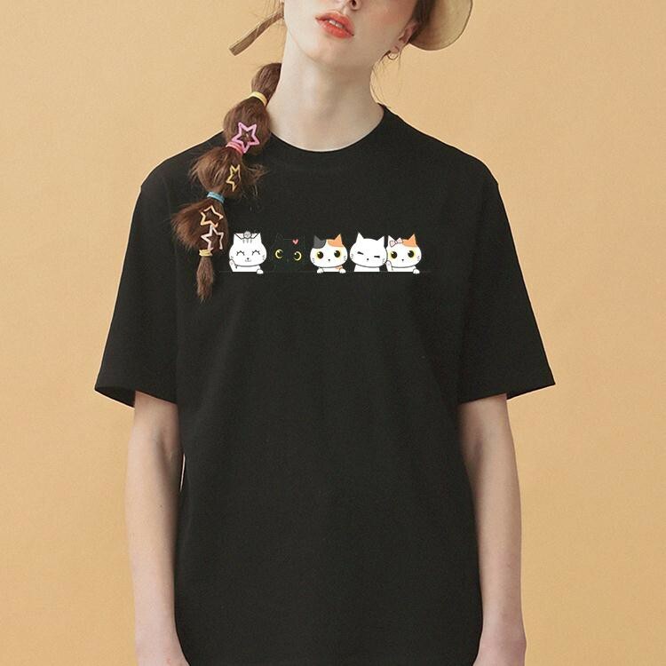 ADORABLE ANIMALS IN A ROW Printed Graphic Short Sleeves T-Shirt SKU2