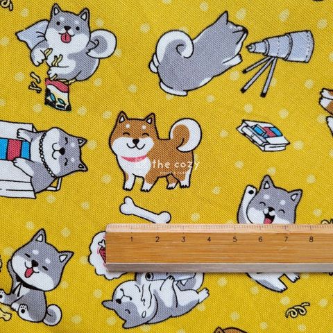 柴犬純棉布-插畫點點布-日本風手作布6