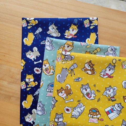 柴犬純棉布-插畫點點布-日本風手作布1