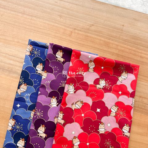 小馬梅花布_燙金紅包布_喜慶厚棉拼布