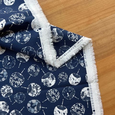 日式和風團扇_深藍底_台灣厚棉布