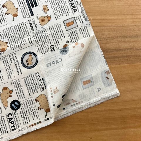 水豚報紙_米白底_台灣中薄棉2