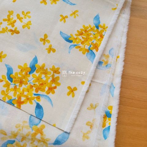 日本棉麻_金桂花布_黑底6
