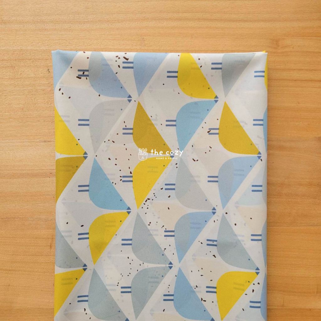 台灣防水布_幾何風帆三角_藍黃白_北歐風防潑水布4