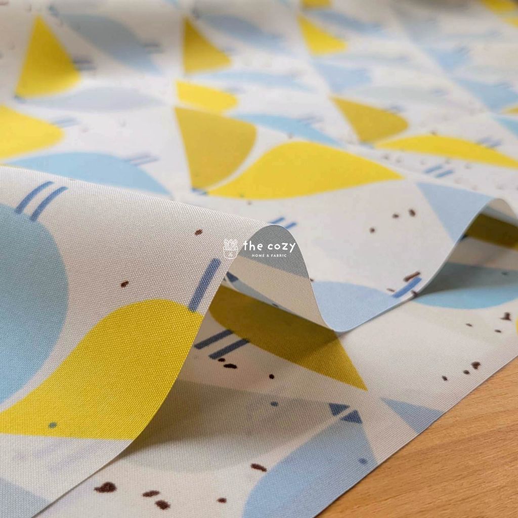 台灣防水布_幾何風帆三角_藍黃白_北歐風防潑水布3