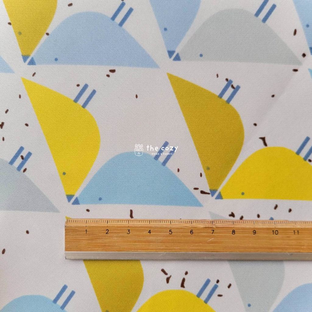 台灣防水布_幾何風帆三角_藍黃白_北歐風防潑水布2