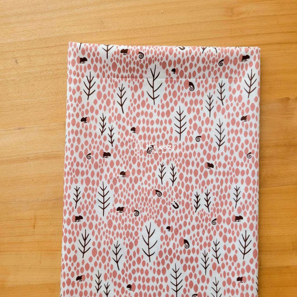 台灣薄棉_森林小徑與小蝸牛_晴空藍_自然系葉子布6