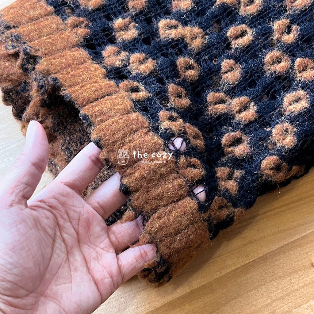 毛料布_手感柔暖圈圈花紋_焦糖咖深藍_冬季厚毛呢布4