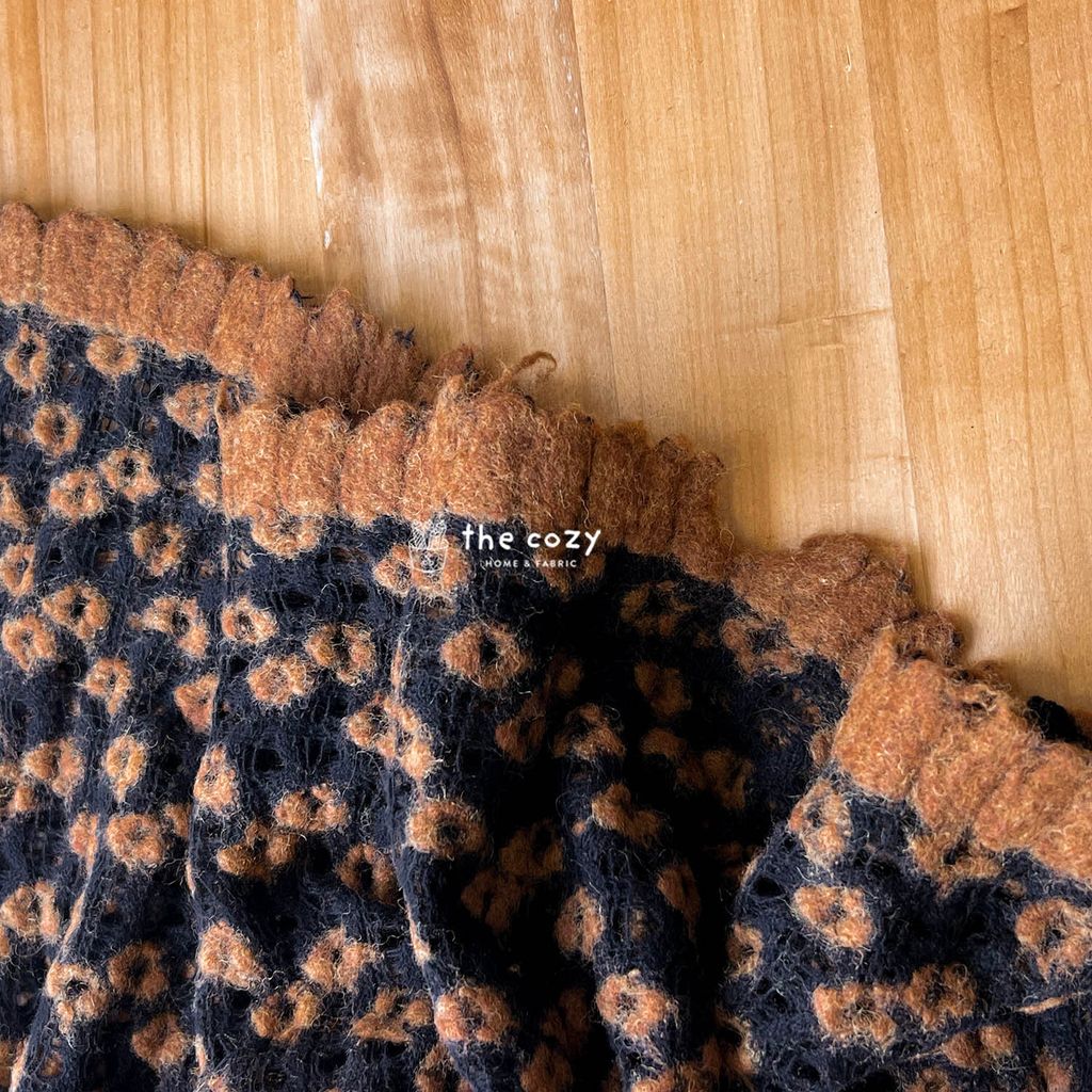 毛料布_手感柔暖圈圈花紋_焦糖咖深藍_冬季厚毛呢布3