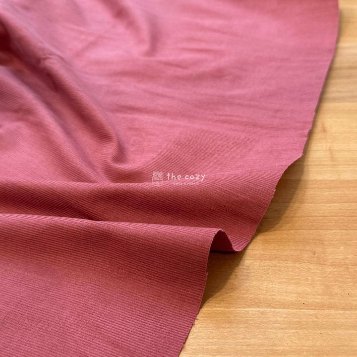燈芯絨布_玫瑰紅_秋冬柔絨面料2