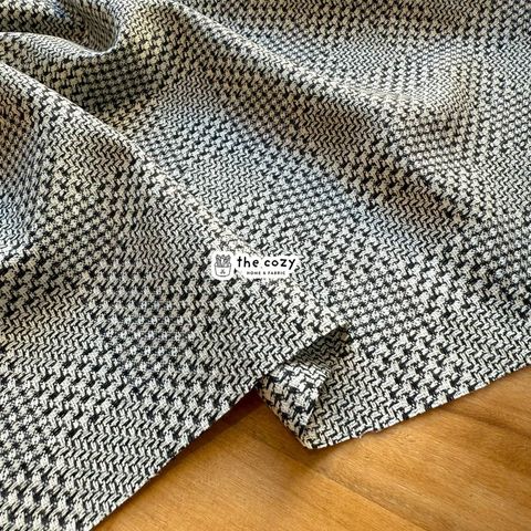 經典黑白大格紋厚呢布4