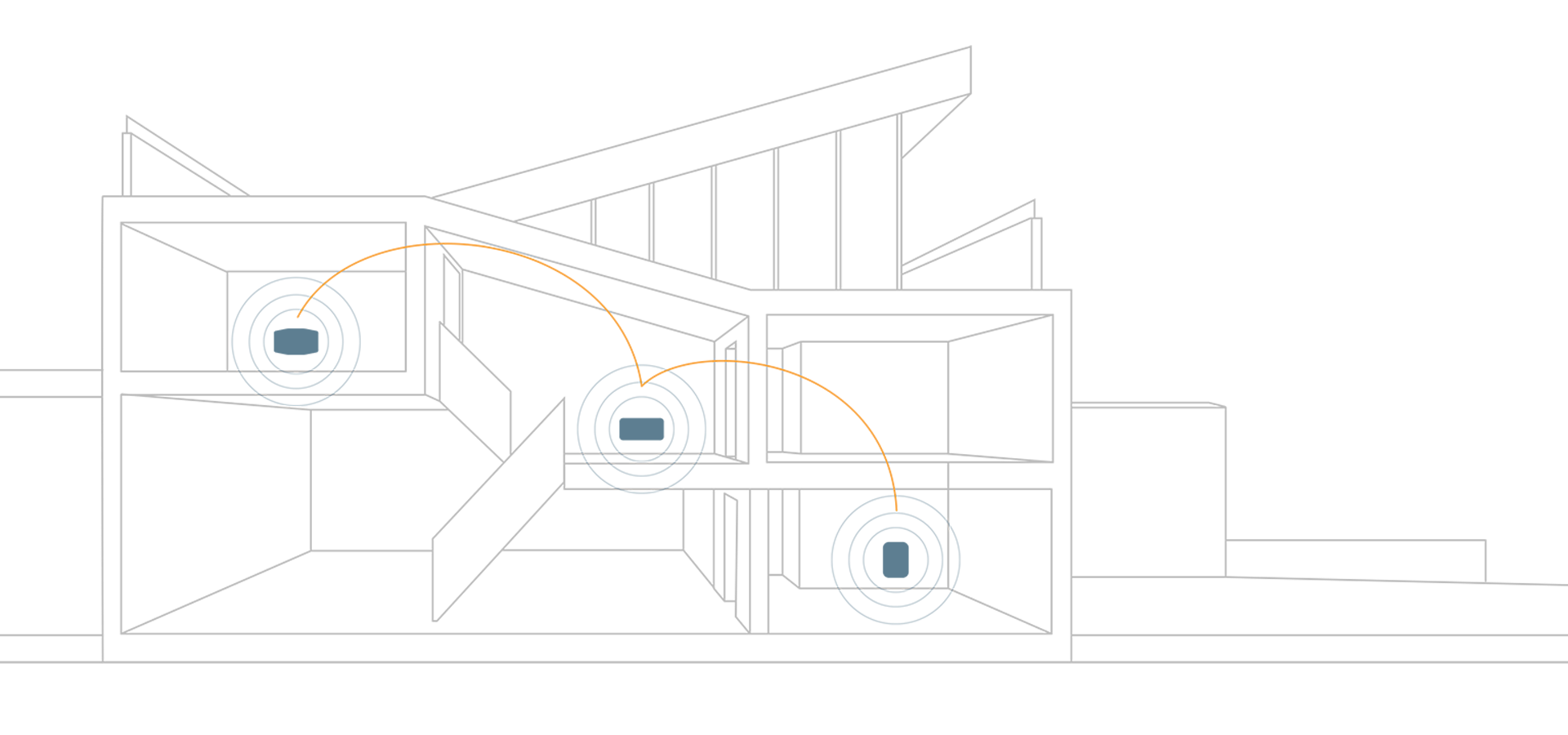 Diagram of streaming music via WiFi to other rooms