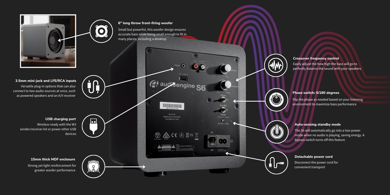 Audioengine S6 Powered Subwoofer 21