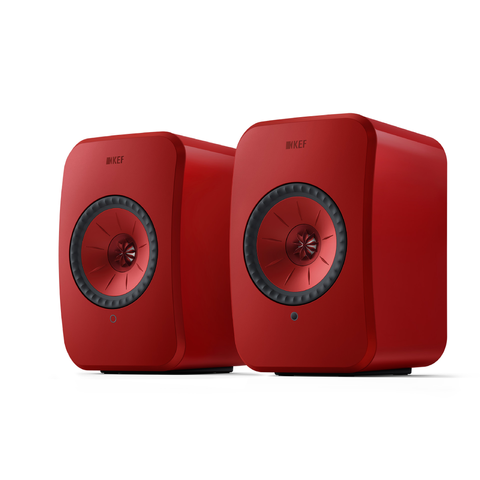 KEF LSX II Premium Desktop Speaker Setup Lava Red