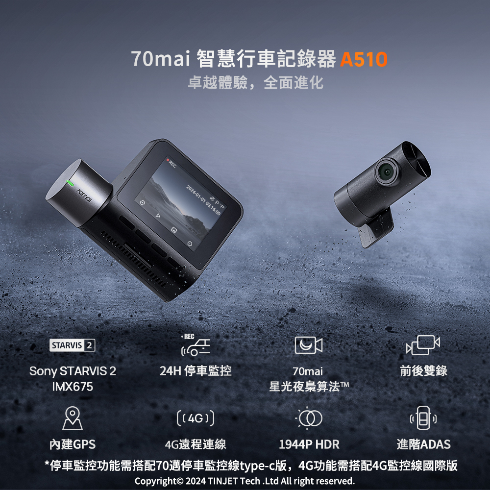 70mai A510 STARVIS 500万画素 GPS