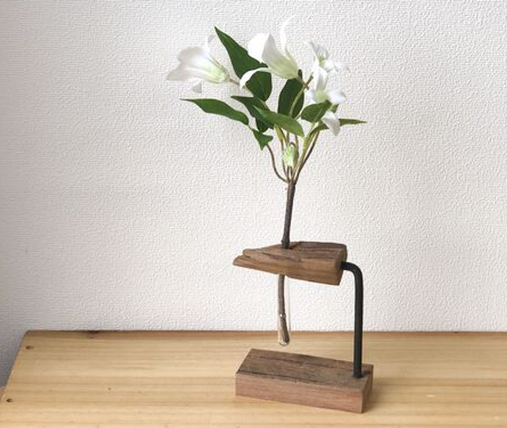 日本直送一輪插天然木柚木試管鮮花乾燥花花瓶花器