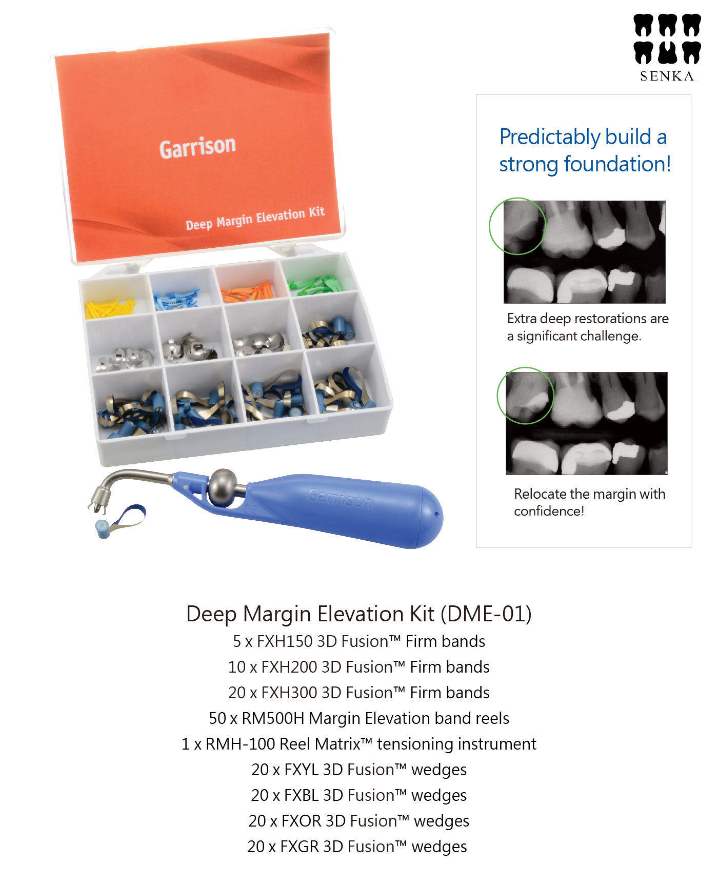 GA1-DME-01 - Deep Margin Elevation Kit with Firm Bands Band Reels & Wedges  - Henry Schein Australian dental products, supplies and equipment