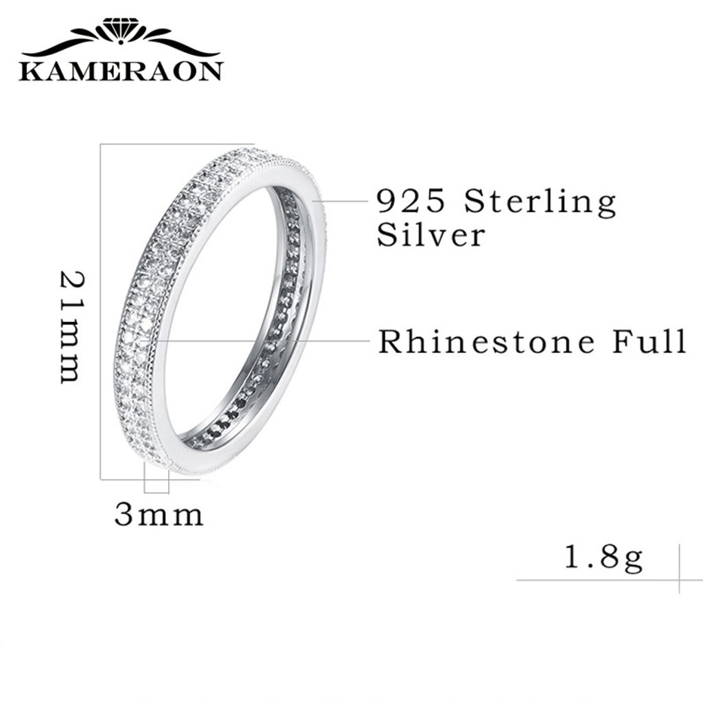 925 Sterling Silver Rings Womens Minimalism Circular Jewelry Full Zirco Rhinestones Shiny Dainty Ringlet Fashion PJ16