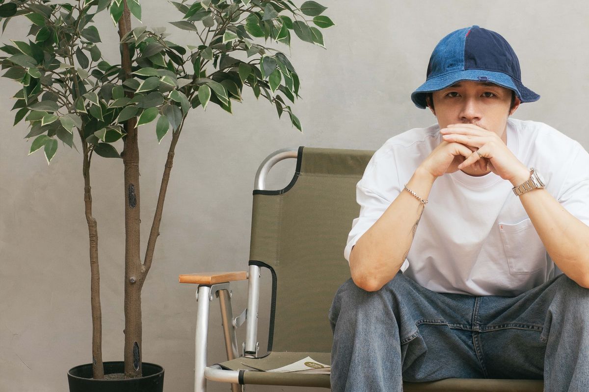 WODEN 2021 Spring & Summer Patchwork wash Denim Bucket hat