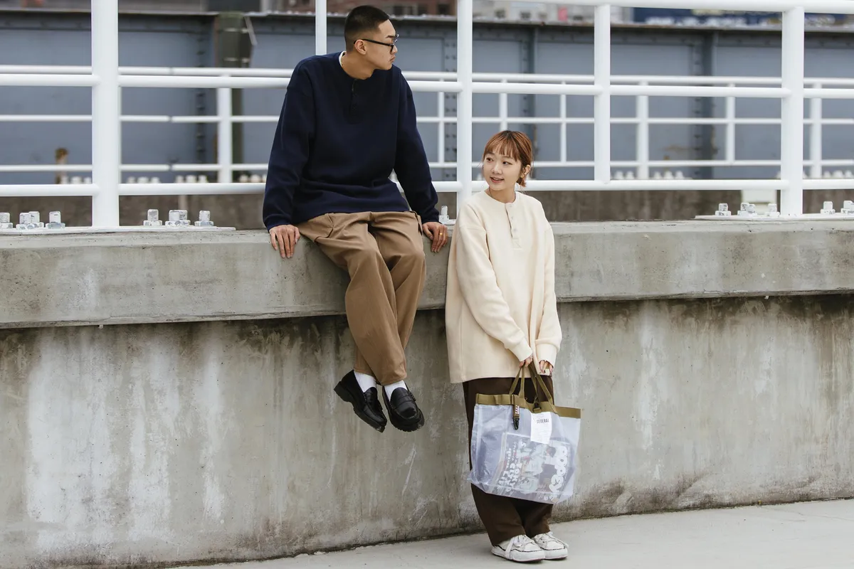 WODEN 2023 Fall & Winter Patch Check Waffle Henley Tee