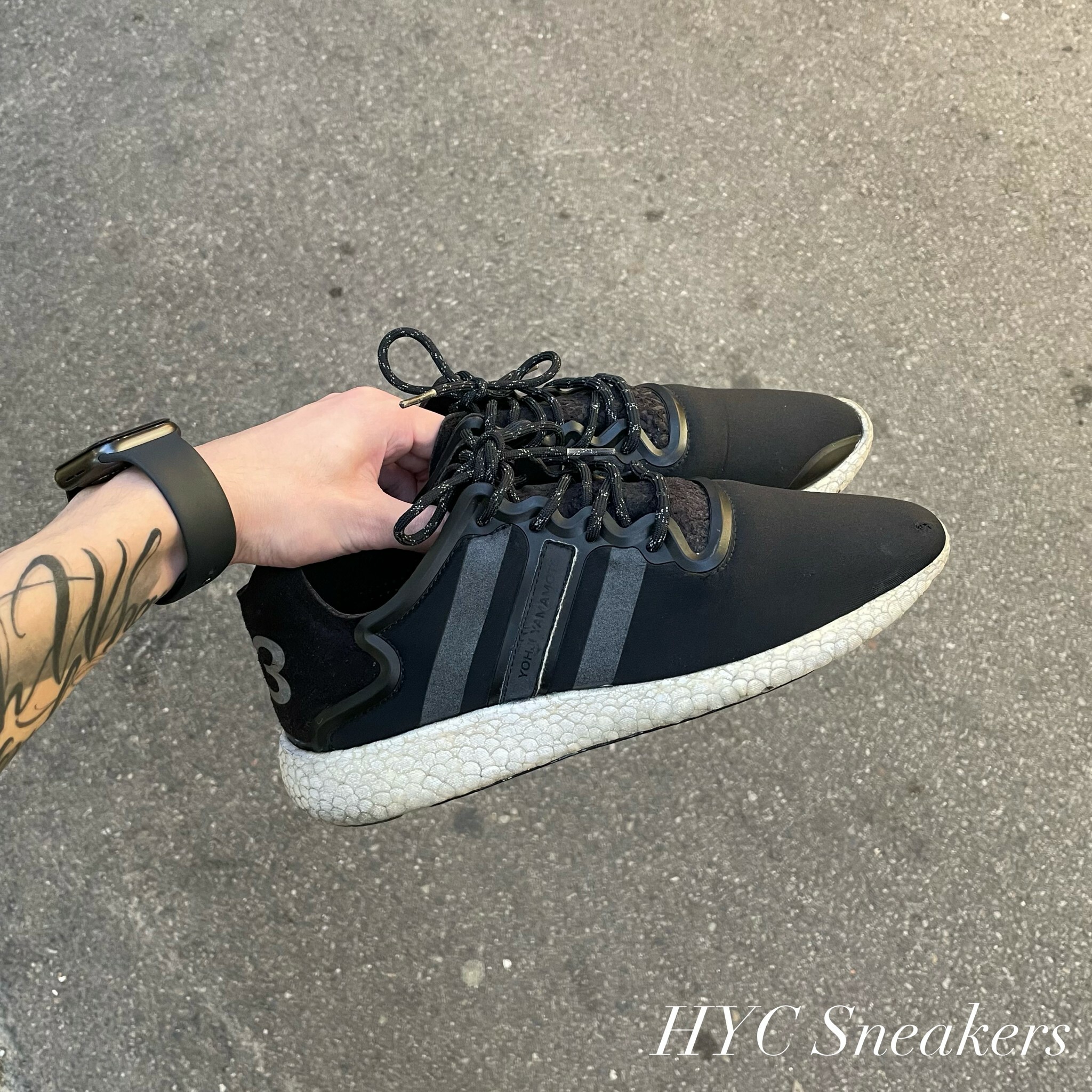 ADIDAS Y-3 Yohji Run BOOST 全黑條紋網布3M反光慢跑鞋US8.5 BB4865 裸