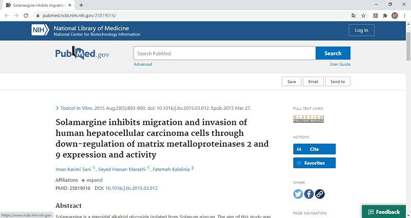 05_Solamarginas slopina žmogaus hepatoceliulinės karcinomos ląstelių migraciją ir invaziją sumažindamas matricos 2 ir 9 metaloproteinazių ekspresiją ir aktyvumą.