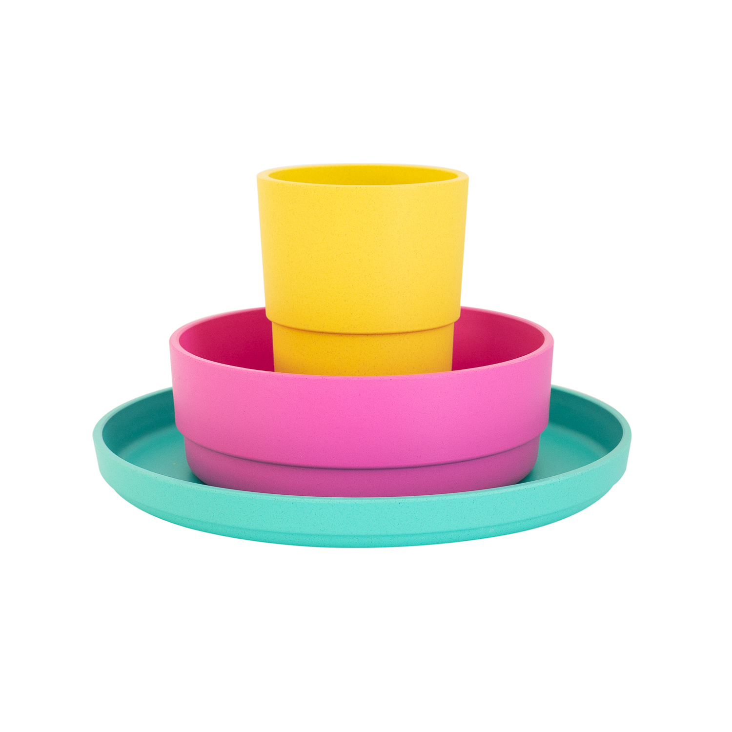 Bobo&Boo Colorful Plant-Based 7.5 inch Kids Plates for Toddler Eating Plant-Based Eco-Friendly Toddler Plate Set for Boys and Girls In a Tropical Color Scheme Melamine-Free And BPA-Free Set of 3