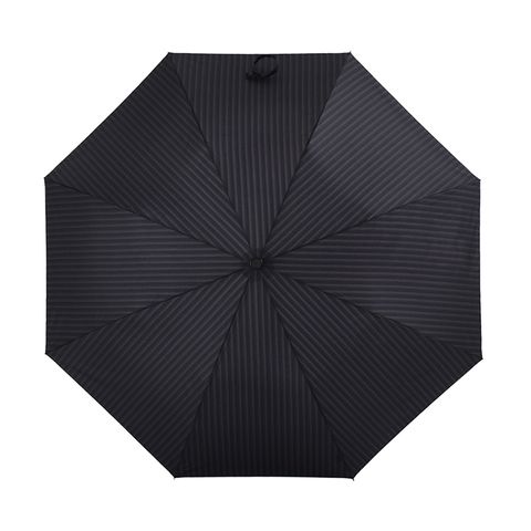 楓木手柄抗UV經典直紋公爵二折傘-深灰藍