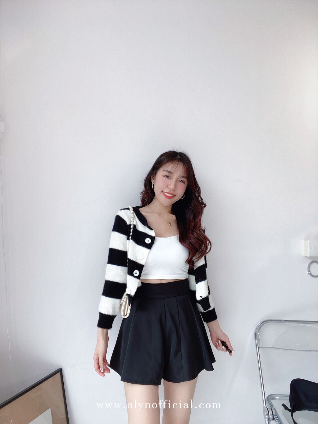 Fluffy Stripes Button Down Cardigan (READY STOCK) – ALYN OFFICIAL 