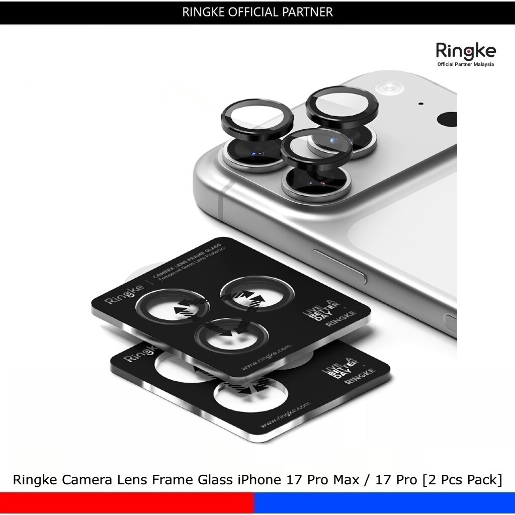Ringke - Camera Lens Frame Glass - iPhone 17 Pro / iPhone 17 Pro Max - Black (2 pz., Apple iPhone 17 Pro, Apple iPhone 17 Pro Max Ringke - Camera Lens Frame Glass - iPhone 17 Pro / iPhone 17 Pro Max - Black (2 pz., Apple iPhone 17 Pro, Apple iPhone 17 Pro Max