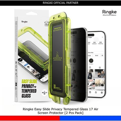 Ringke Easy Slide Privacy Tempered Glass 17 Air Screen Protector [2 Pcs Pack]