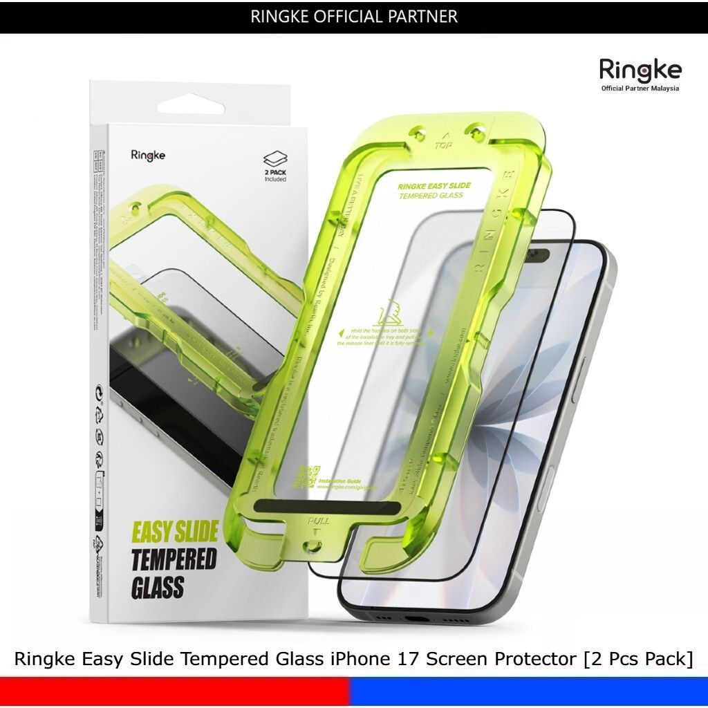 Ringke Easy Slide Tempered Glass iPhone 17 Screen Protector [2 Pcs Pack]