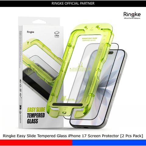 Ringke Easy Slide Tempered Glass iPhone 17 Screen Protector [2 Pcs Pack]