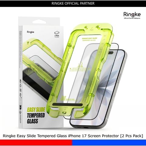 Ringke Easy Slide Tempered Glass iPhone 17 Screen Protector [2 Pcs Pack]