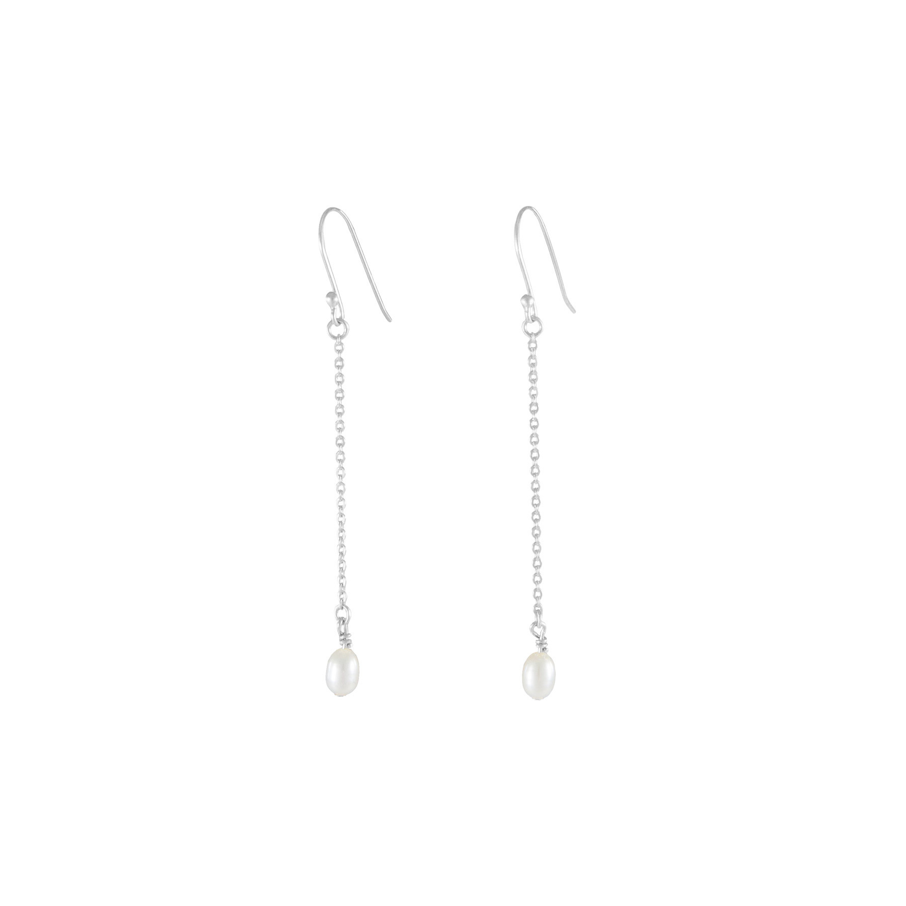 Tiny Oval Pearl Silver Drop Earrings Tiny Oval Pearl Silver Drop Earrings