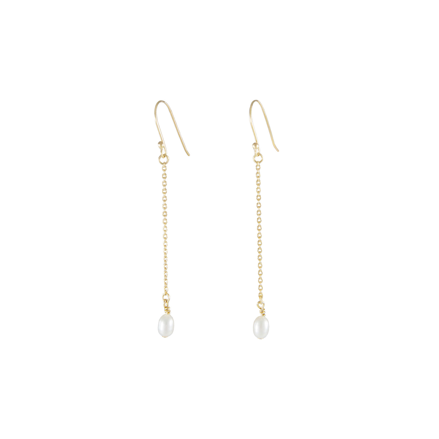 Tiny Oval Pearl Silver 18K Gold Plated Drop Earrings
