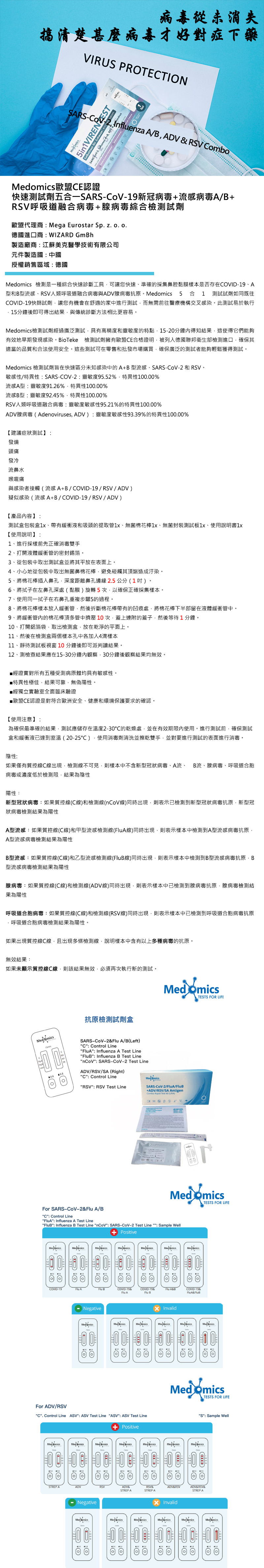 CoV19新冠病毒+流感病毒AB+RSV+ADV快速檢驗試劑ALL