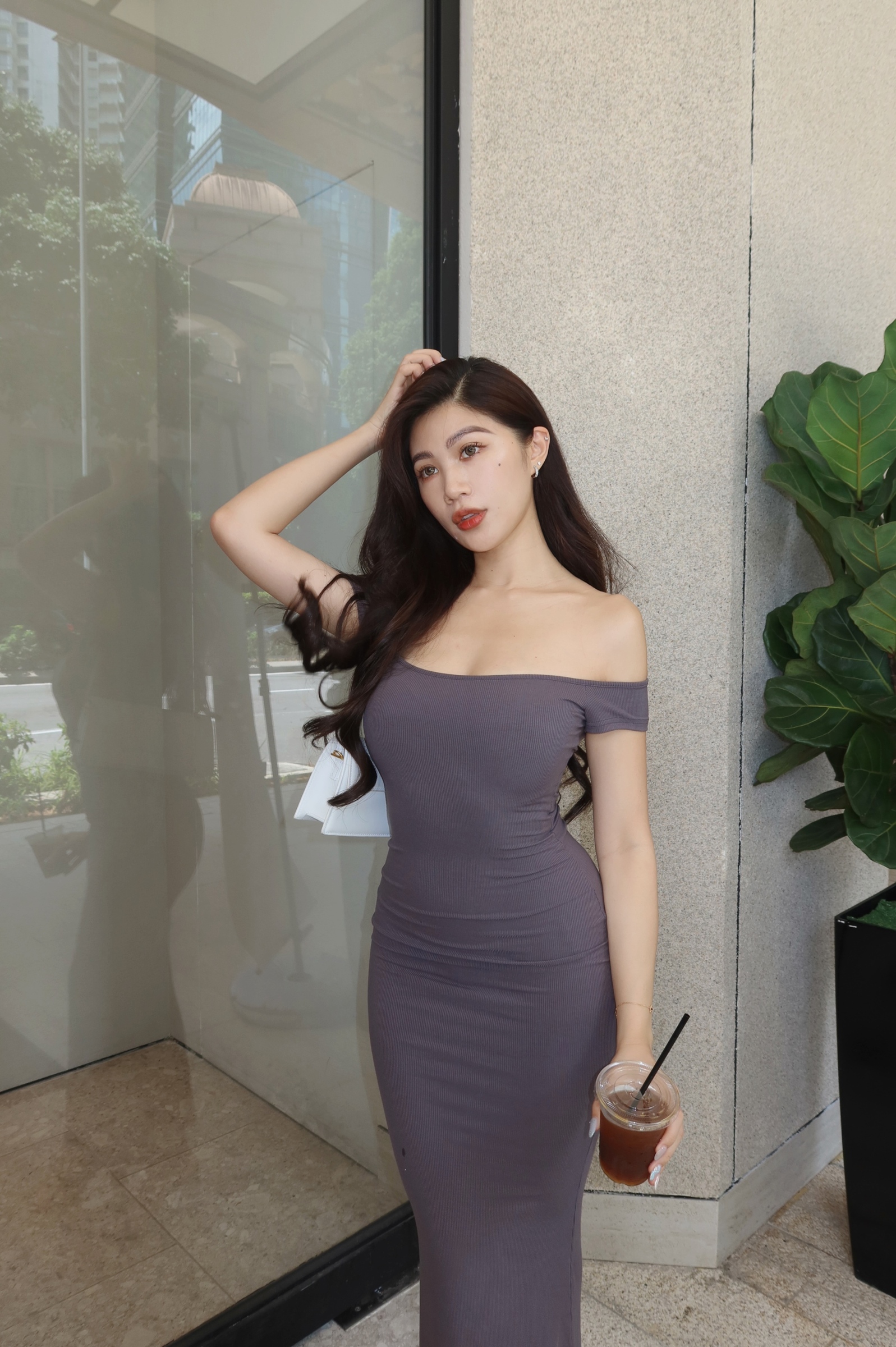 Millie Off Shoulder Ribbed Maxi Dress  Chikibunnie