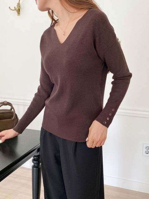 WAVA_1018_08_V領袖釦針織衫_米白杏色咖啡黑色_F_$680  (1)