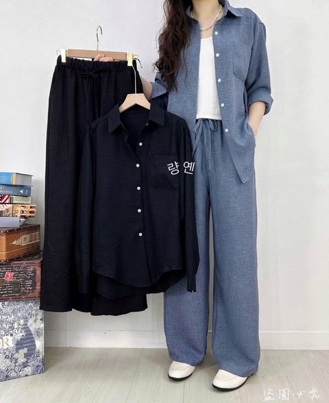 11_0810_24453_33_個性棉麻口袋襯+寬褲套裝_黑色藍色_F_$780  (1)