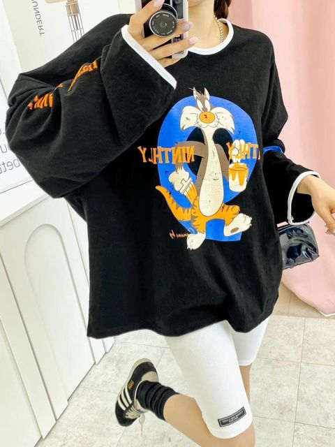 92_0913_5W103_38_滾邊配色卡通寬T_象牙白黑色灰色_F_$880  (1)