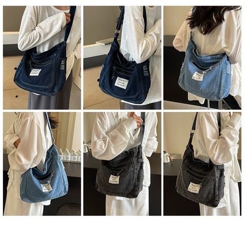 佑昇_9016-23088_牛仔前貼布肩背包_黑色深藍淺藍_34x32x11_$450  (1)